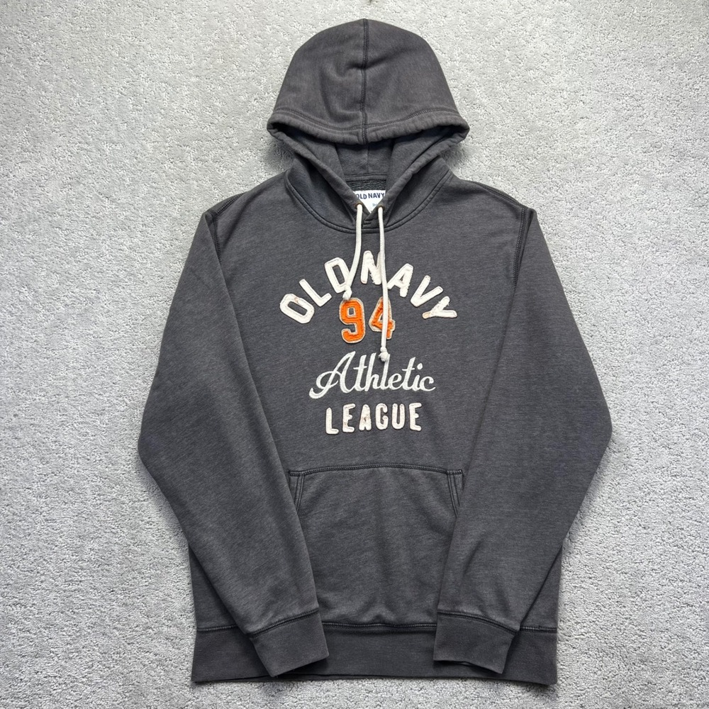 Old Navy‎ Hoodie Mens Large Gray Heather 94 Athletic League Pullover Sweatshirt